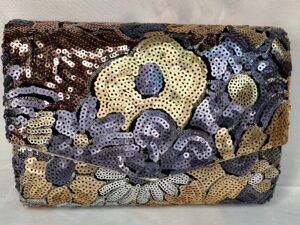 Floral sequins clutch purse